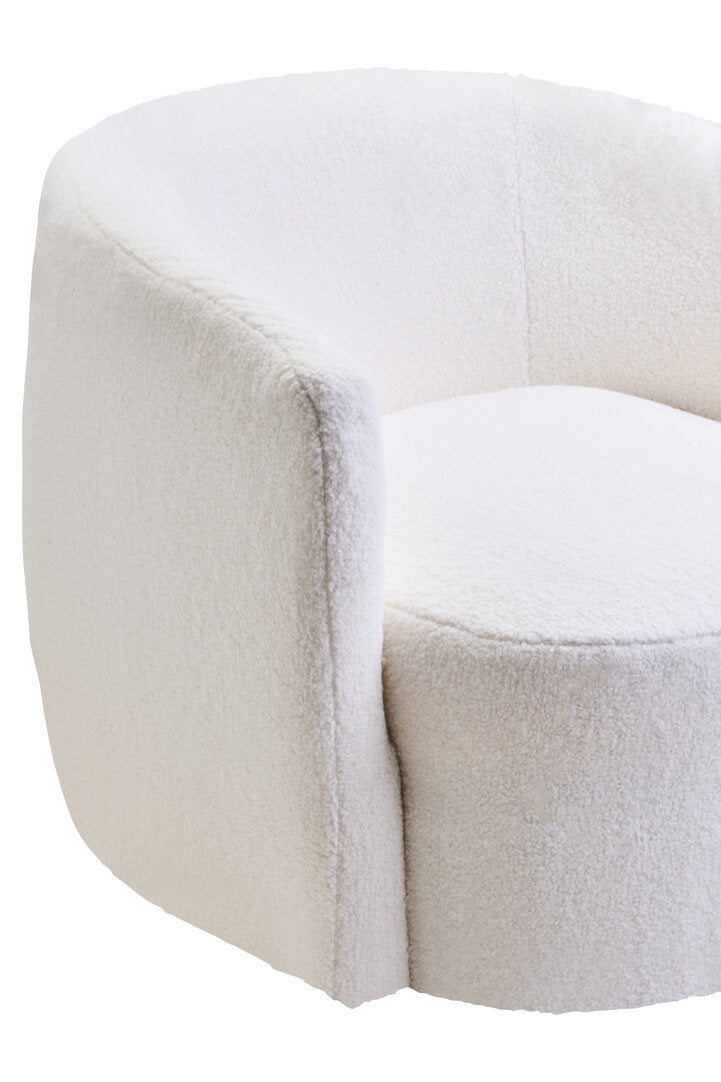 Soren Ivory Boucle Effect Curved Lounge Chair With Swivel Base