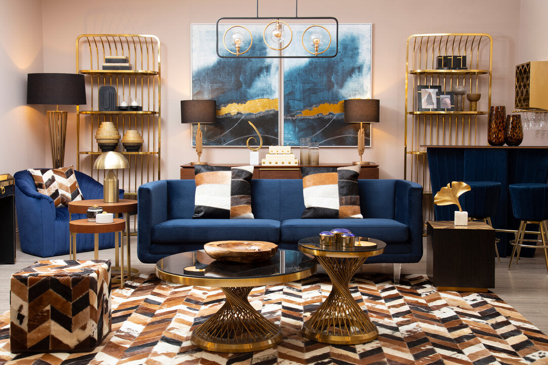 Opel Deep Blue Velvet Armchair