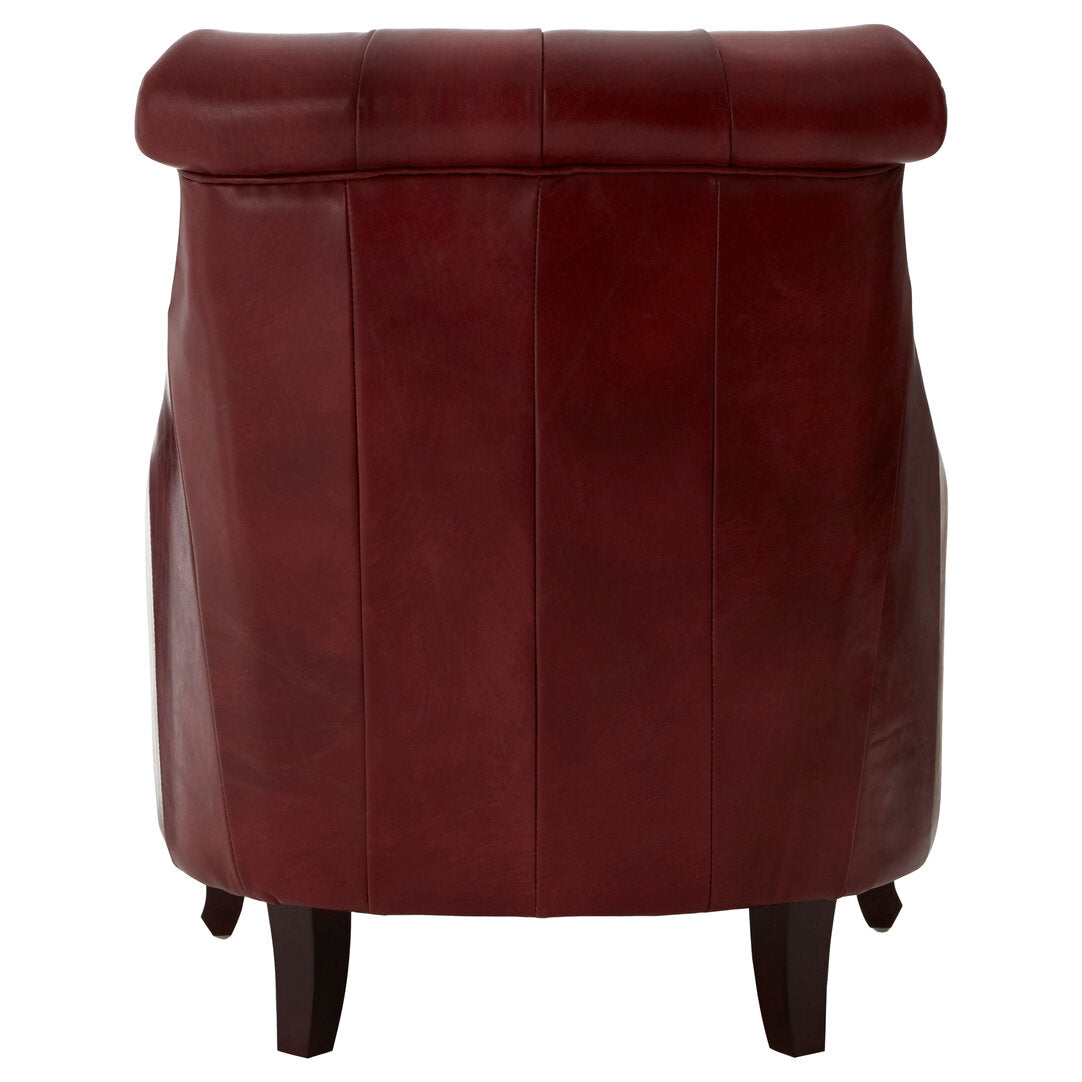 Victor Deep Red Leather Lounge Chair with Tufted Back