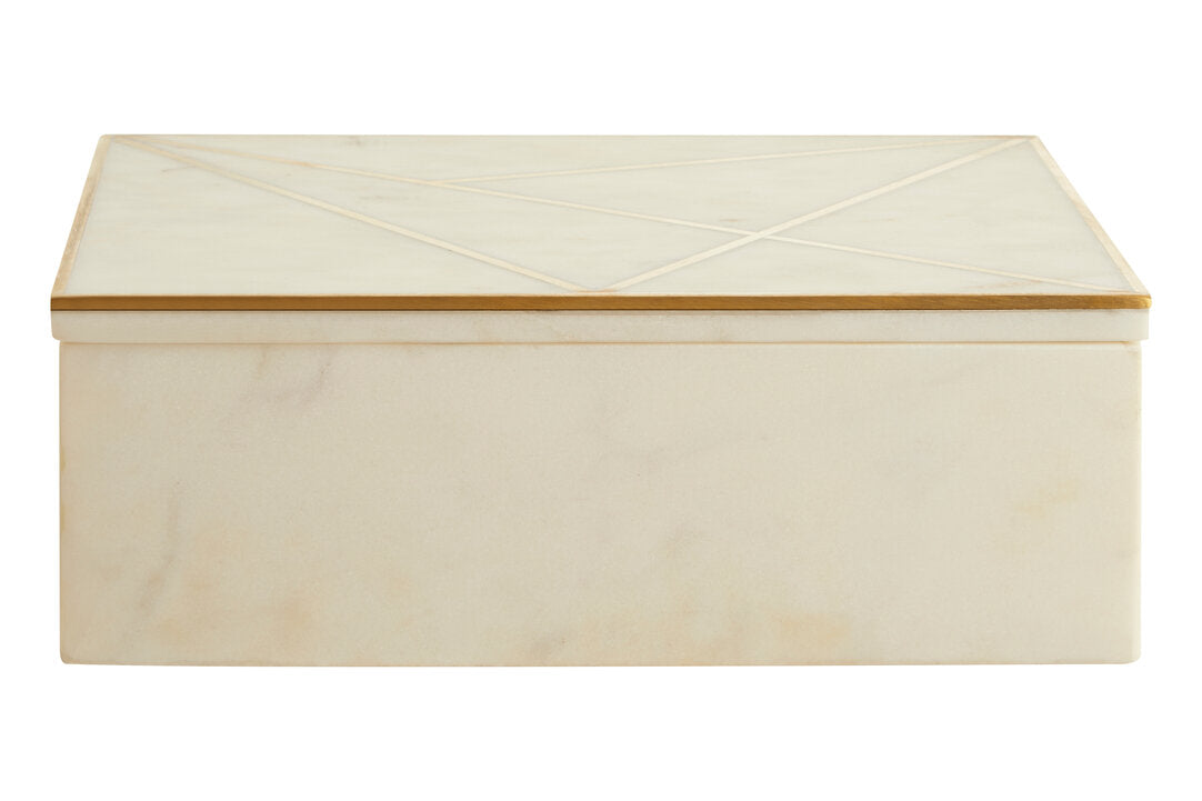 Mira Large White Marble Trinket Box