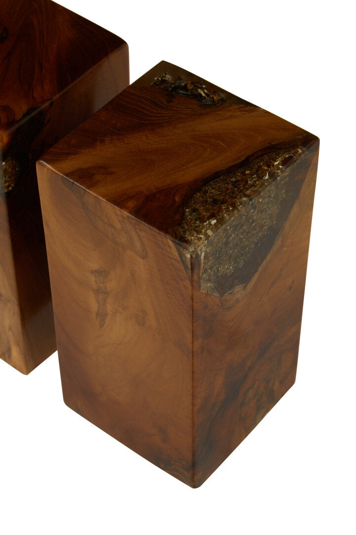 Sakra Set Of 2 Teak Wood Bookends