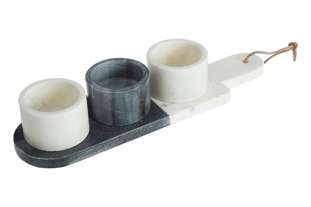 Bulgari Marble Condiment Bowls and Board Set