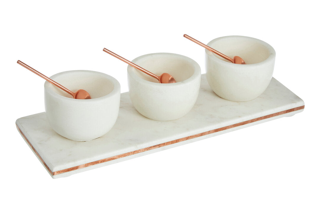 Monzaro Marble Dip Bowls with Board Set