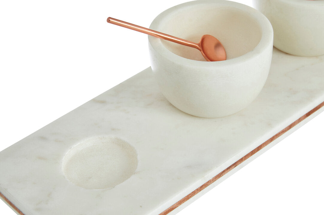 Monzaro Marble Dip Bowls with Board Set
