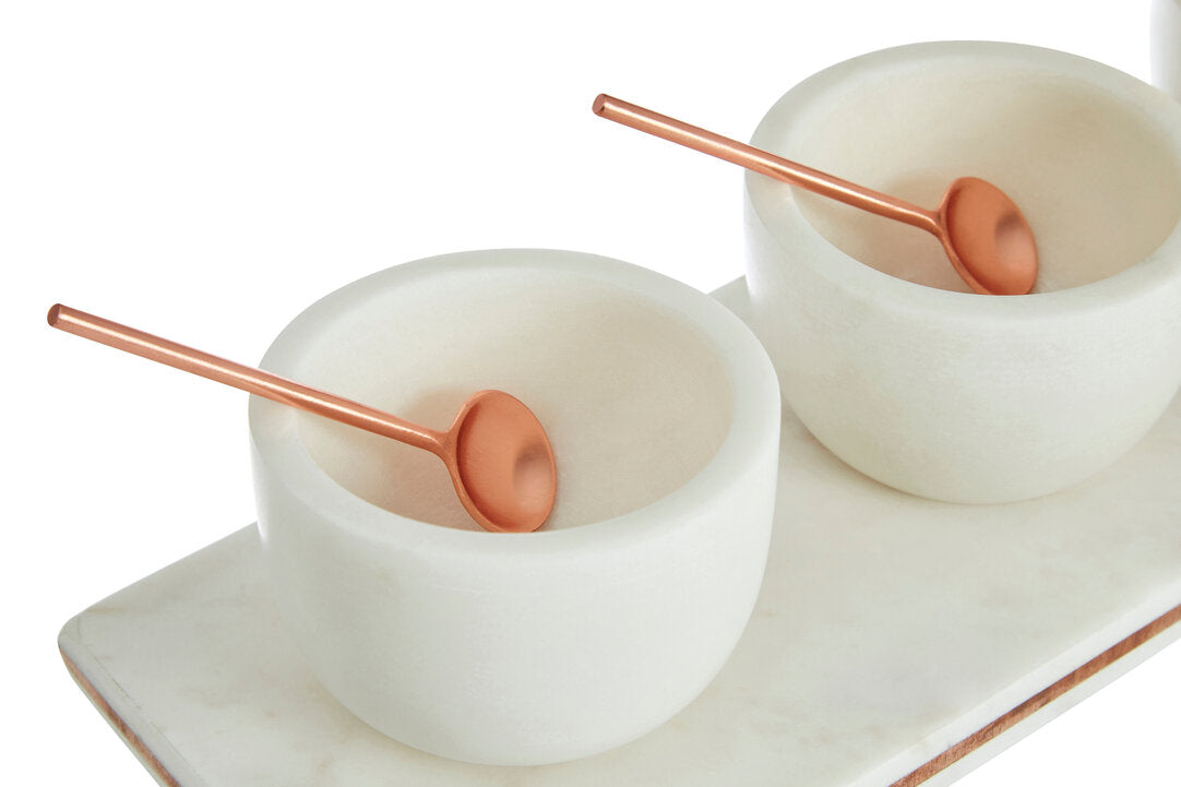 Monzaro Marble Dip Bowls with Board Set