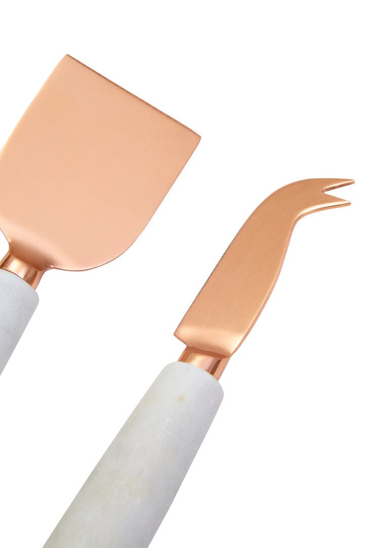 Monzaro White Marble And Wood Cheese Knife And Board Set