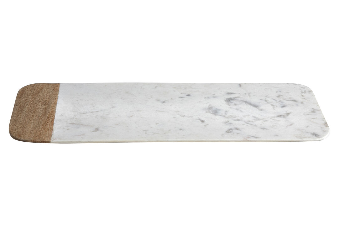 Monzaro Small White Marble And Mango Wood Serving Tray