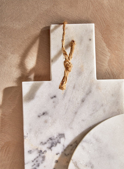 Kindia Rectangular White Marble Paddle Chopping and Serving Board