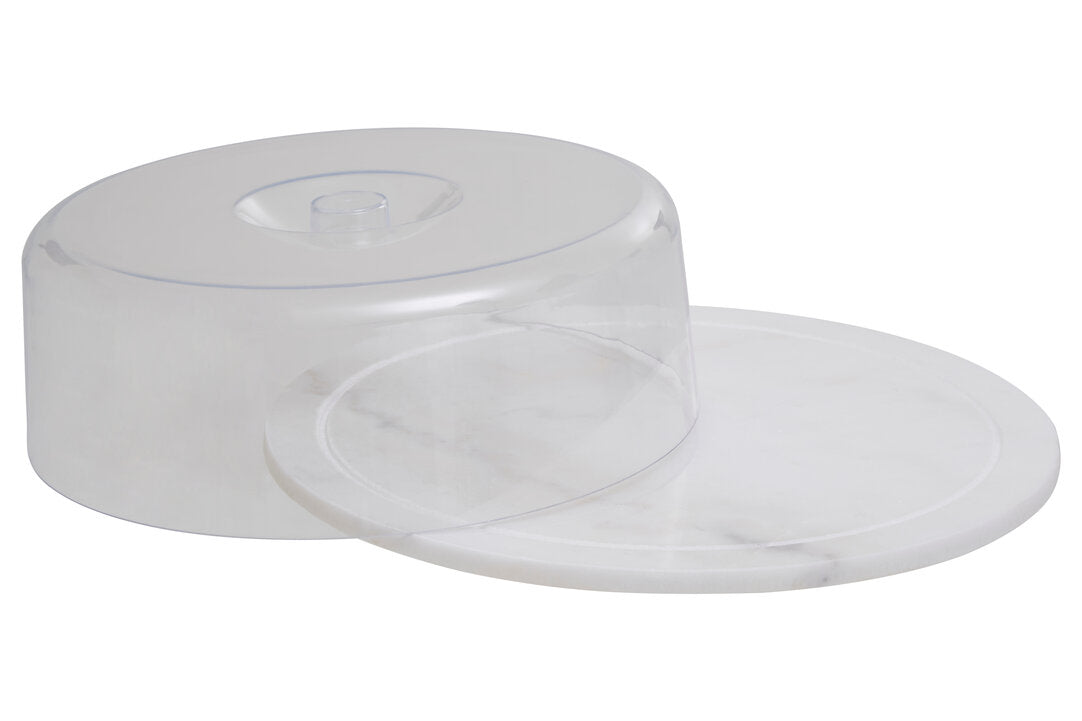 Kindia White Marble Cake Board With Domed Lid