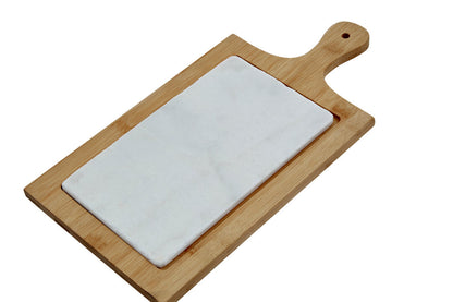 Monzaro White Marble And Bamboo Cheese Board