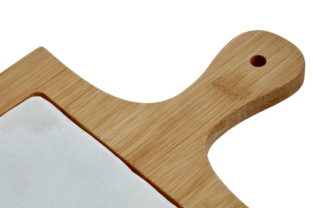 Monzaro White Marble And Bamboo Cheese Board