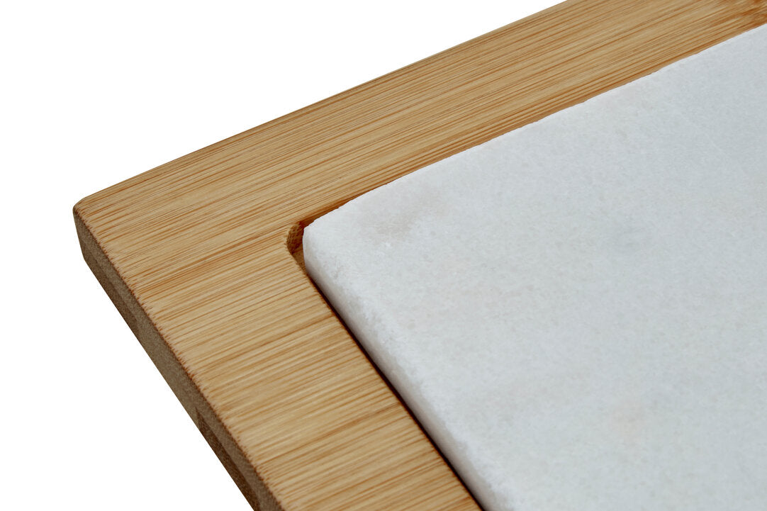 Monzaro White Marble And Bamboo Cheese Board