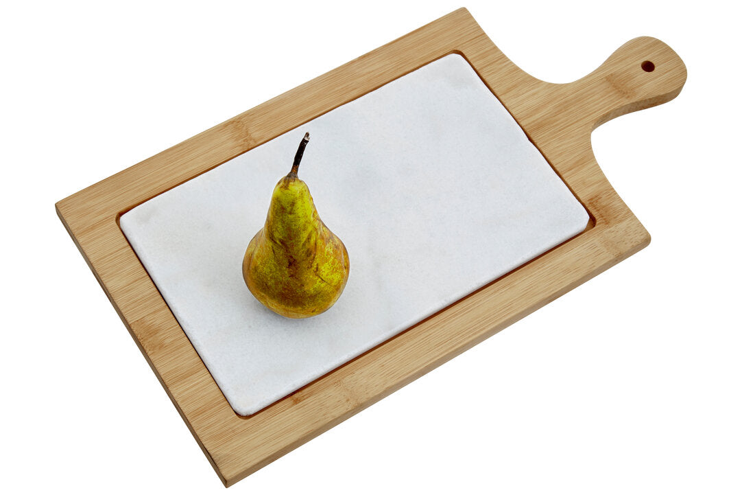 Monzaro White Marble And Bamboo Cheese Board