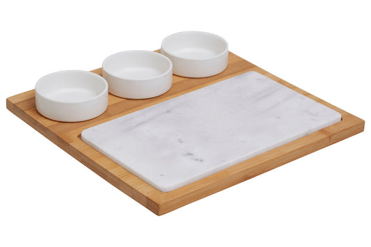 Monzaro 5 Piece White Marble And Ceramic Serving Board