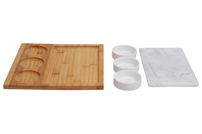 Monzaro 5 Piece White Marble And Ceramic Serving Board