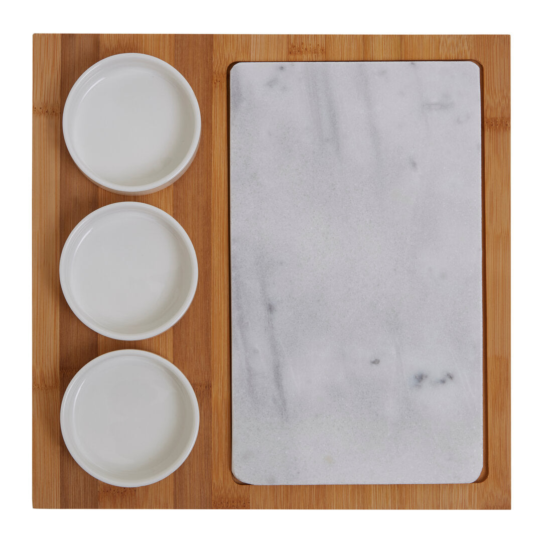 Monzaro 5 Piece White Marble And Ceramic Serving Board