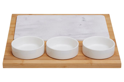 Monzaro 5 Piece White Marble And Ceramic Serving Board