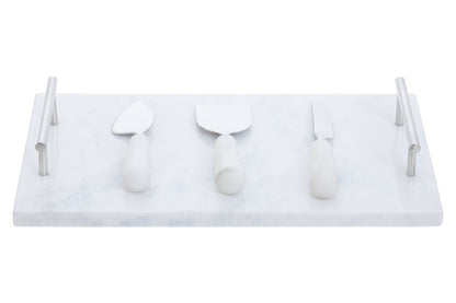 Marina White Marble Cheese Board and Knife Set