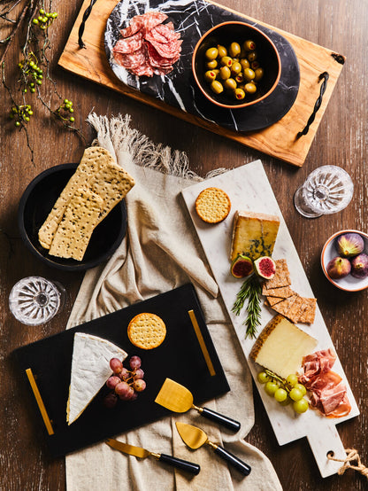 Marina Black and Gold Cheese Board and Knife Set
