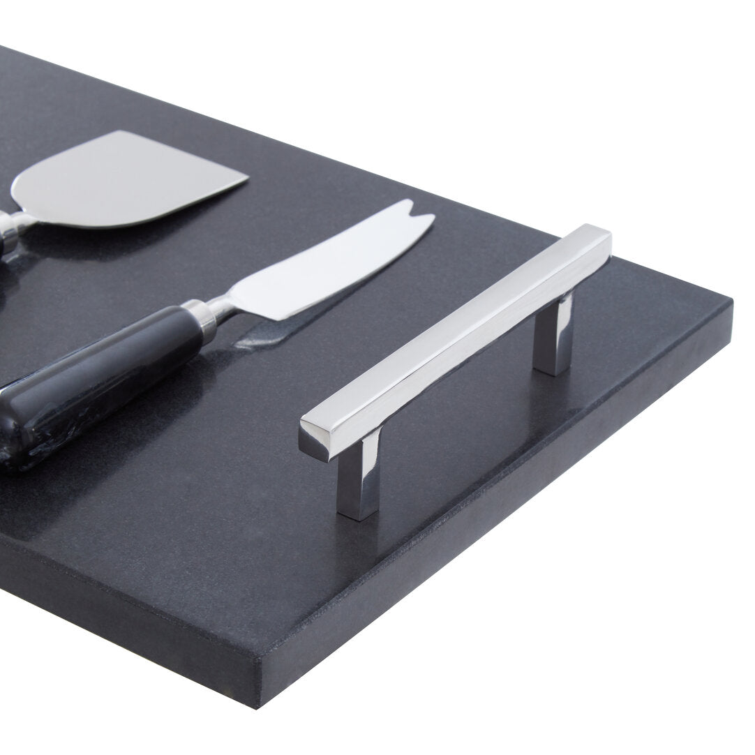 Marina Black Marble Cheese Board and Knife Set