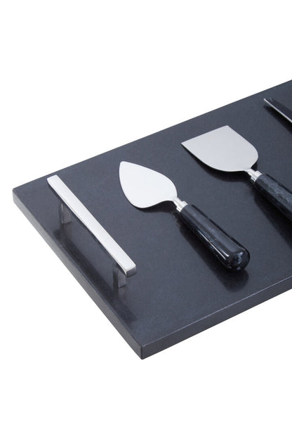 Marina Black Marble Cheese Board and Knife Set