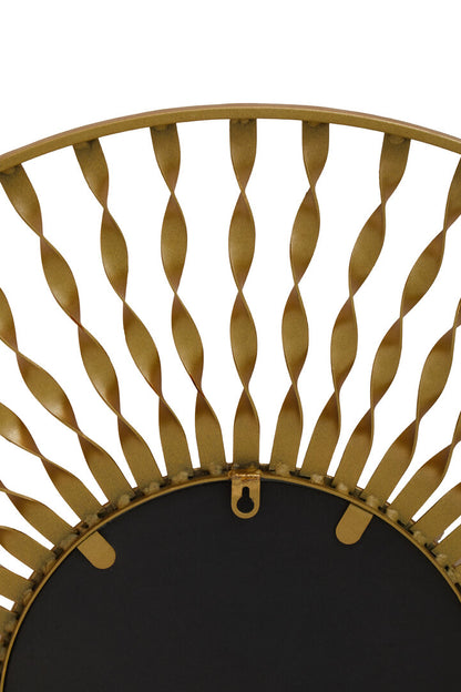 Matera Sunburst Gold Finish Metal Frame Round Wall Mirror
