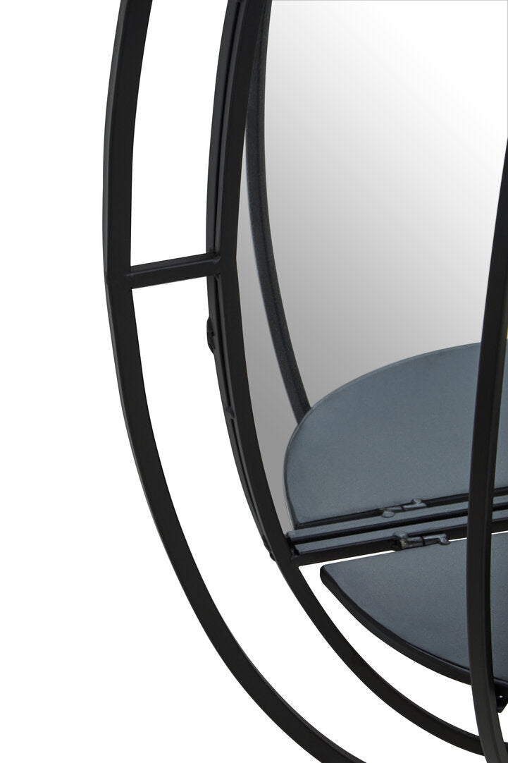 Avento Oval Shelved Black Wall Mirror