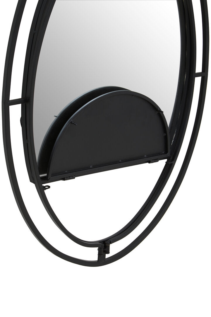 Avento Oval Shelved Black Wall Mirror