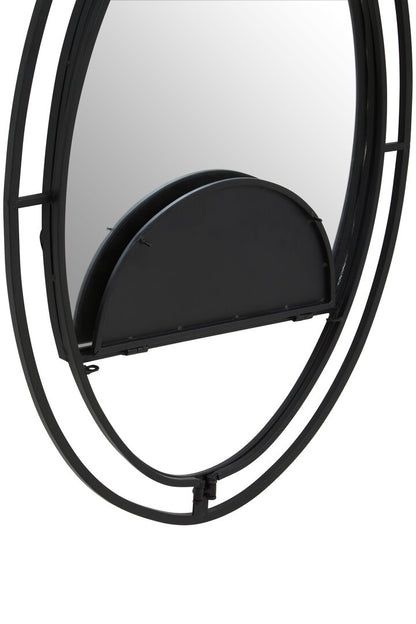 Avento Oval Shelved Black Wall Mirror