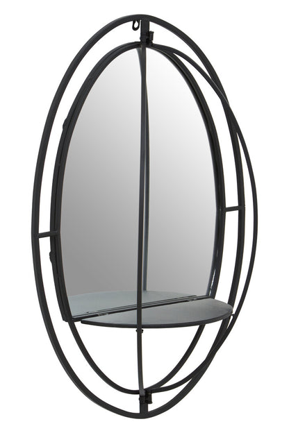 Avento Oval Shelved Black Wall Mirror