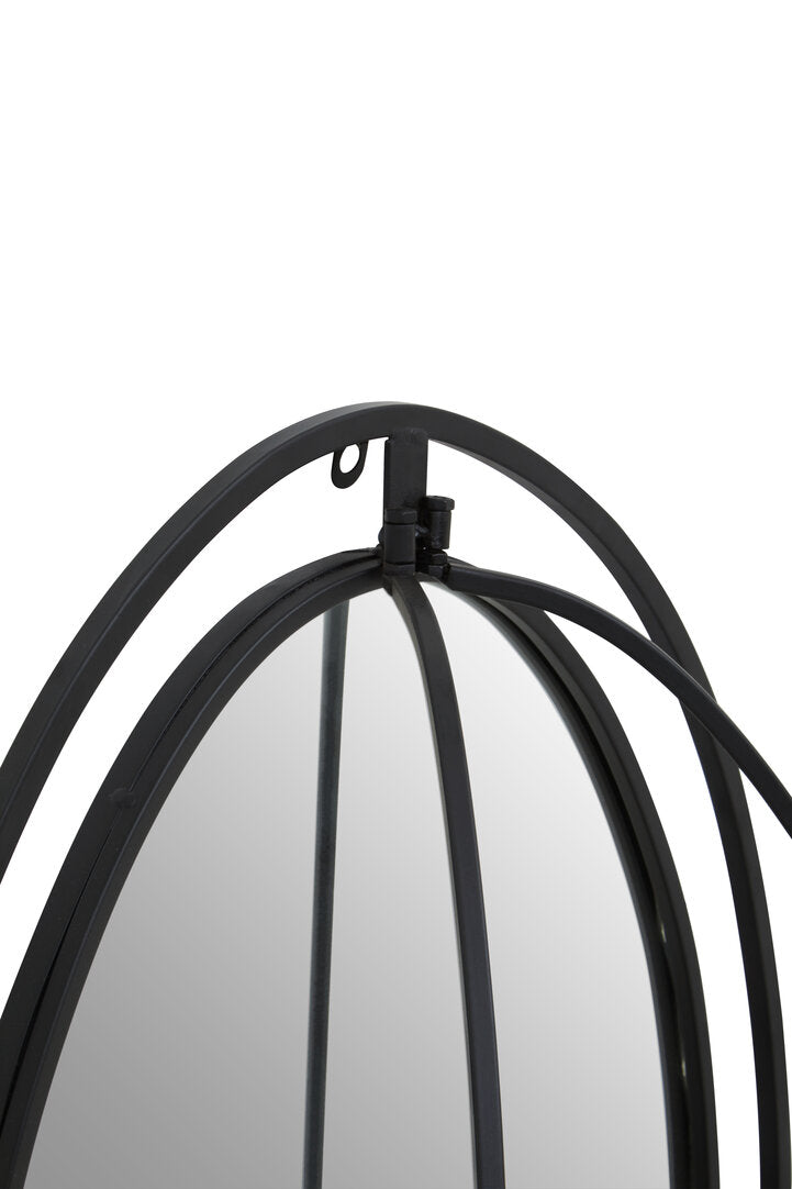 Avento Oval Shelved Black Wall Mirror