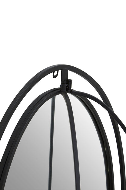 Avento Oval Shelved Black Wall Mirror
