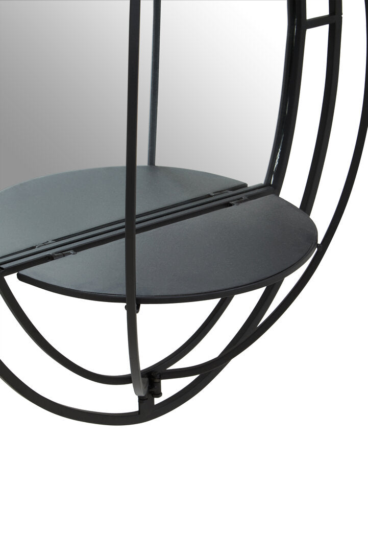 Avento Oval Shelved Black Wall Mirror