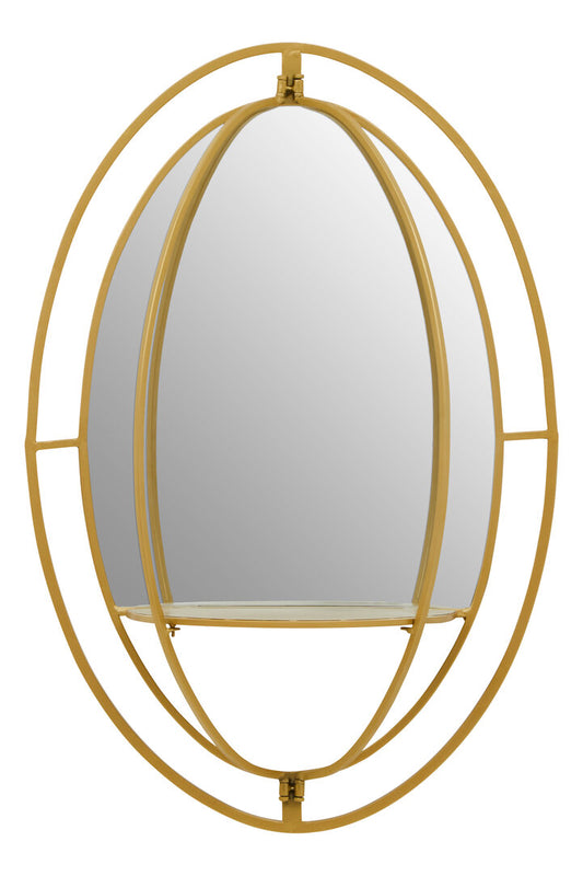 Lunaro Oval Gold Wall Mirror with Shelf