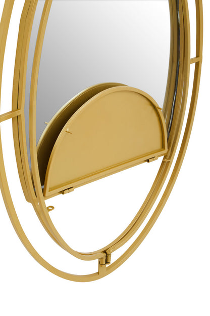 Lunaro Oval Gold Wall Mirror with Shelf