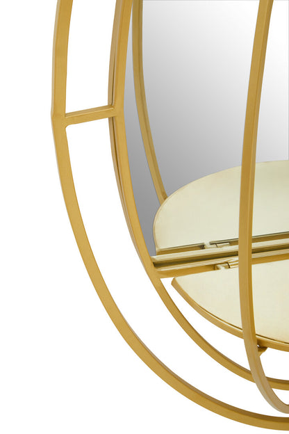 Lunaro Oval Gold Wall Mirror with Shelf