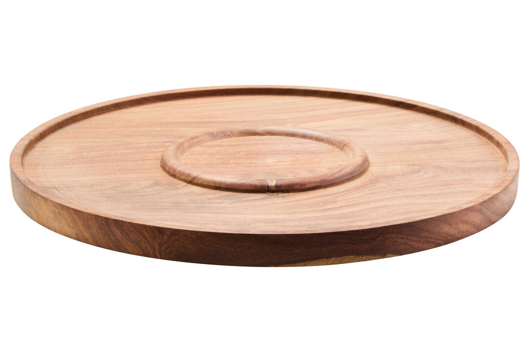 Kora Acacia Wood And White Marble Chip And Dip Platter