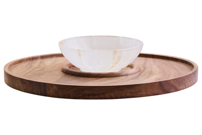 Kora Acacia Wood And Onyx Chip And Dip Platter