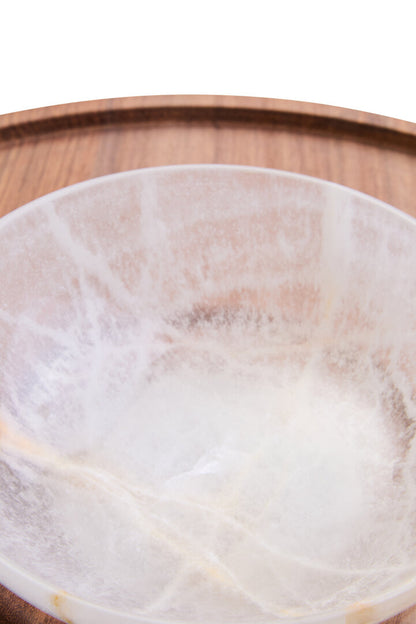 Kora Acacia Wood And Onyx Chip And Dip Platter