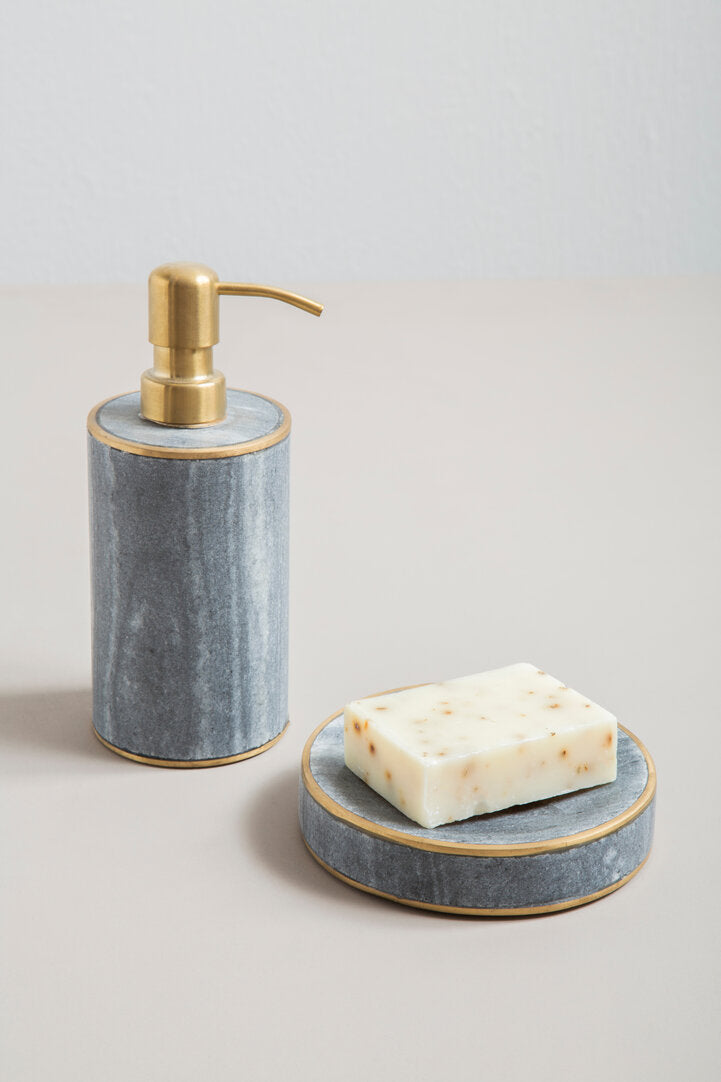 Liora Grey Marble and Gold Soap Dish