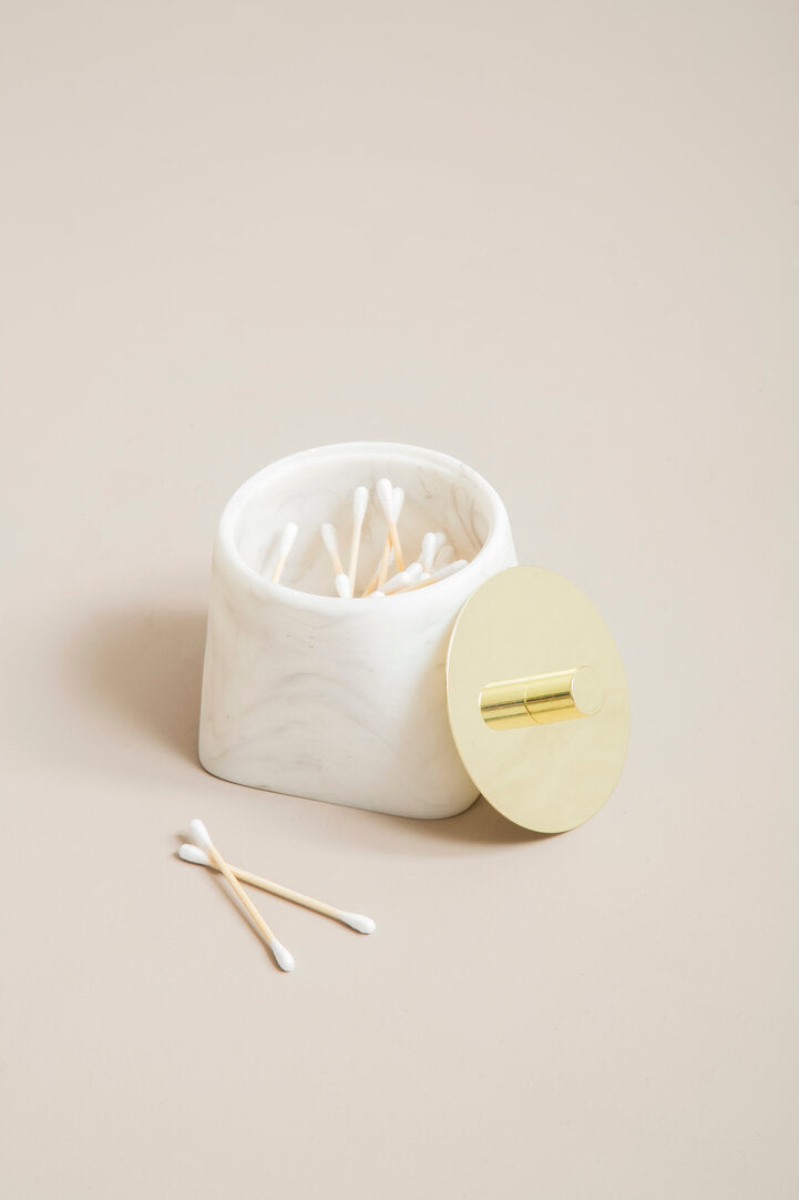 Elora Marble Effect Cotton Jar