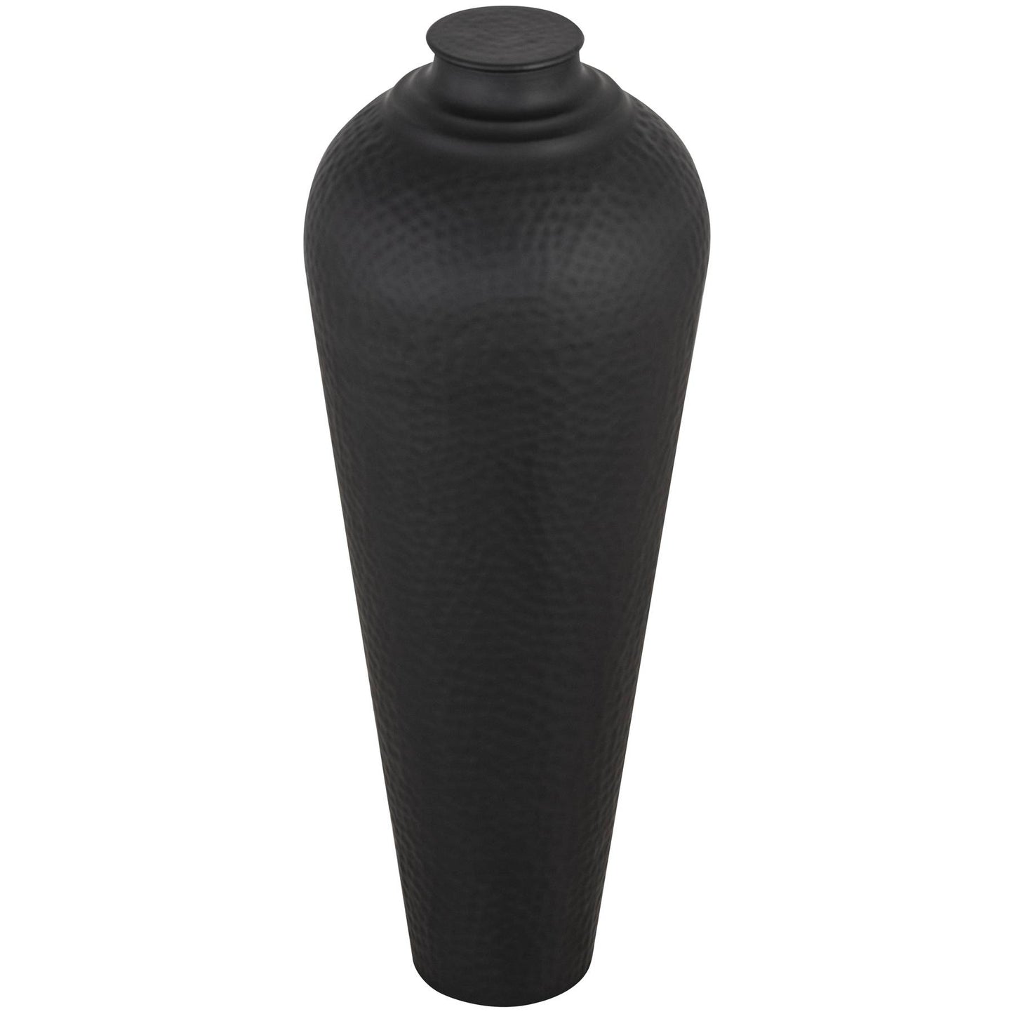 Matt Black Hammered Steel Vase – Medium