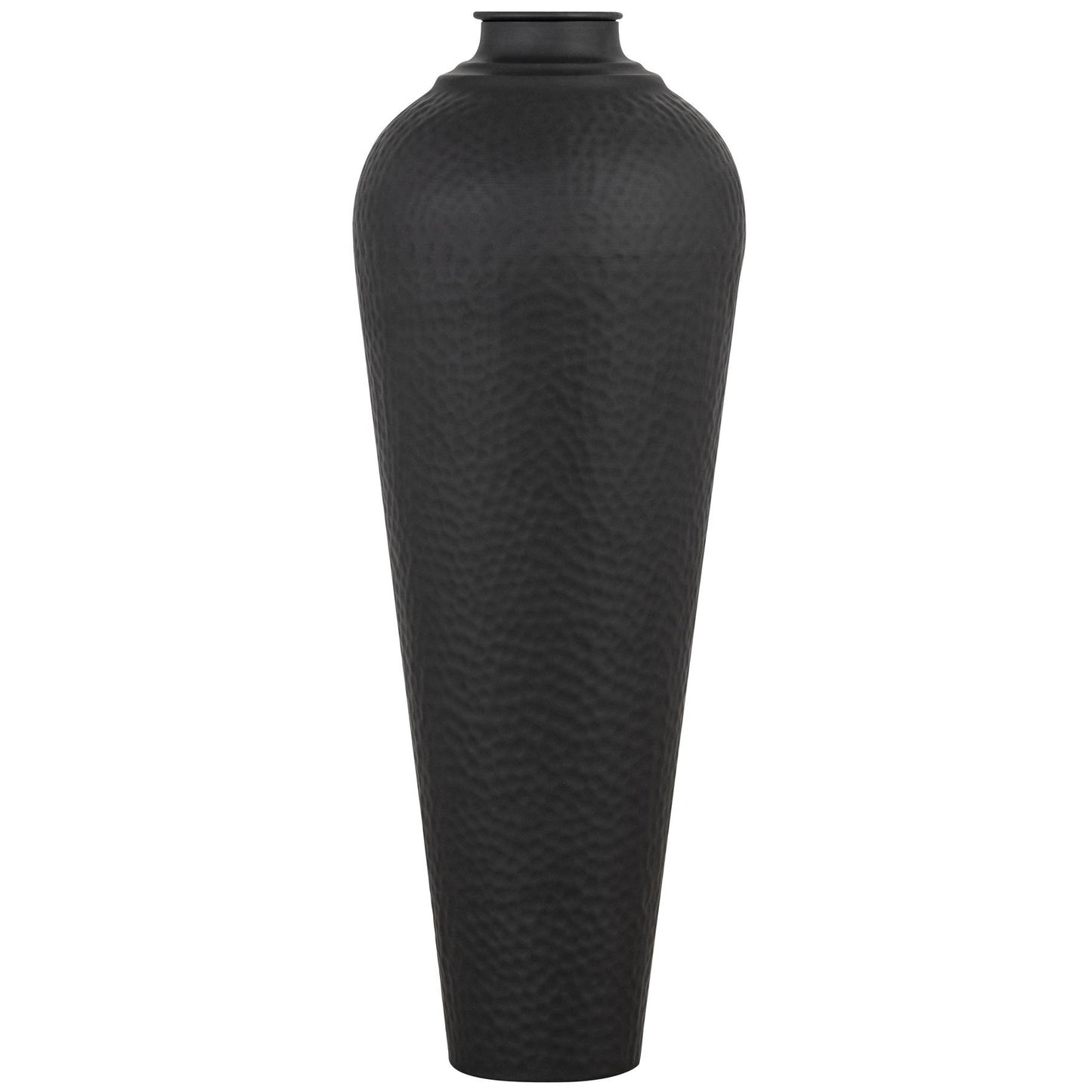 Matt Black Hammered Steel Vase – Medium