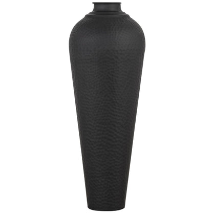 Matt Black Hammered Steel Vase – Medium
