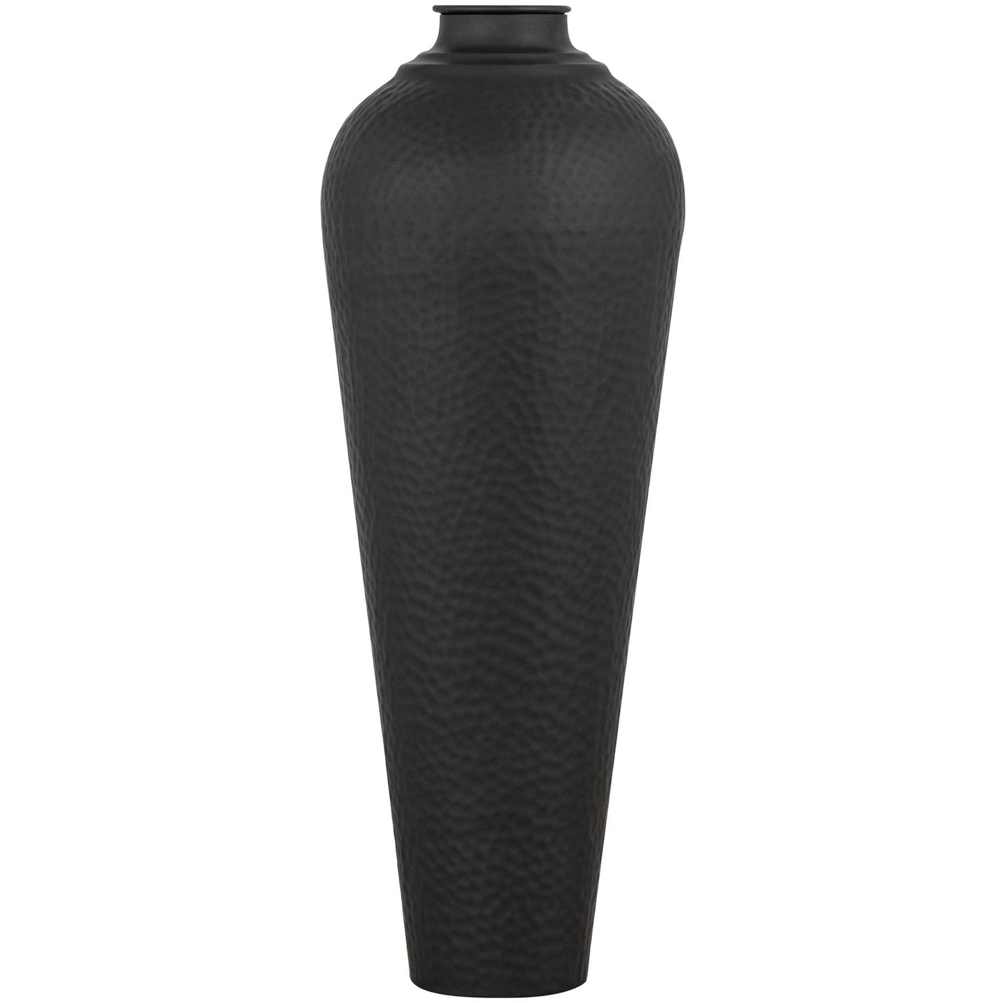 Matt Black Hammered Steel Vase – Medium
