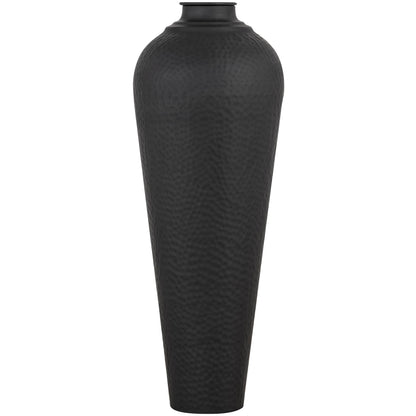 Matt Black Hammered Steel Vase – Medium