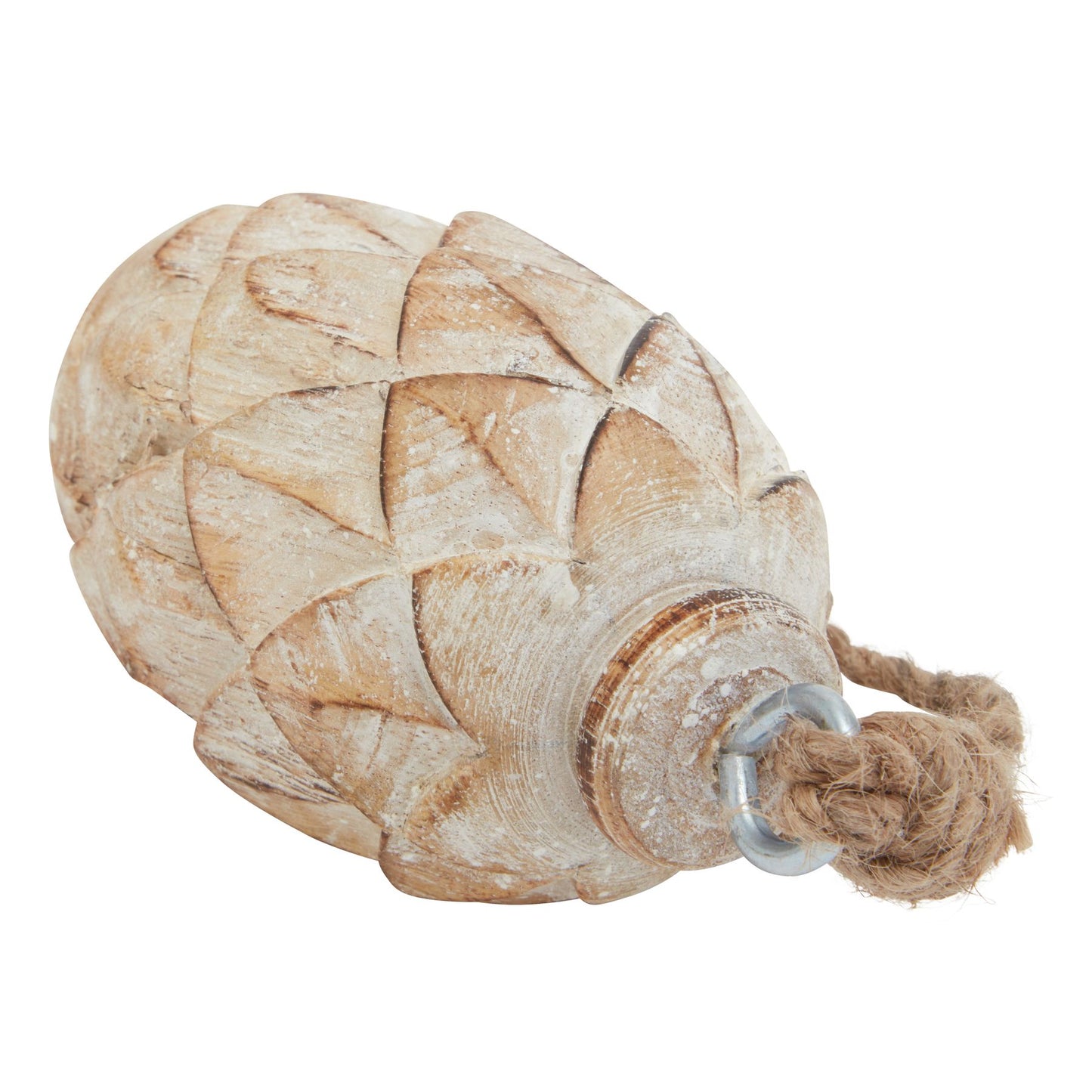 Antique Whitewash Pine Cone Bauble — Small