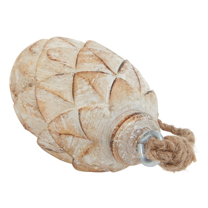 Antique Whitewash Pine Cone Bauble — Small