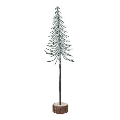 Snowy Spindle Tree on Wooden Log Base - Medium