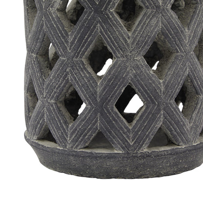 Sorrento Grey Lattice Lantern - Large